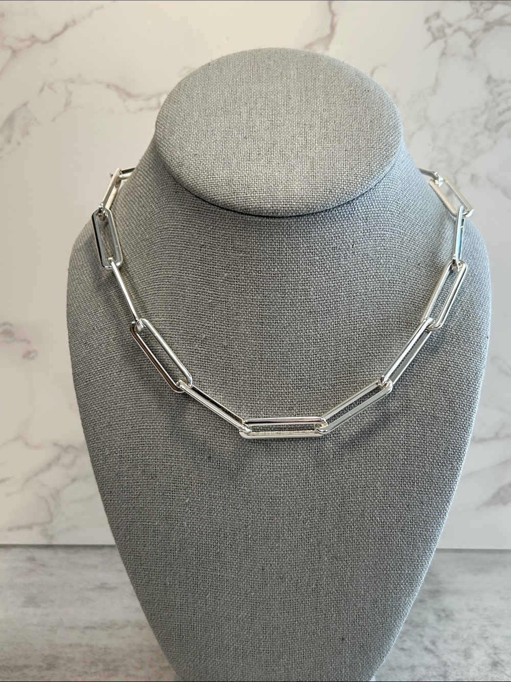 Jenny Bird Polished Silver Elongated Link Necklace can be worn 2 ways